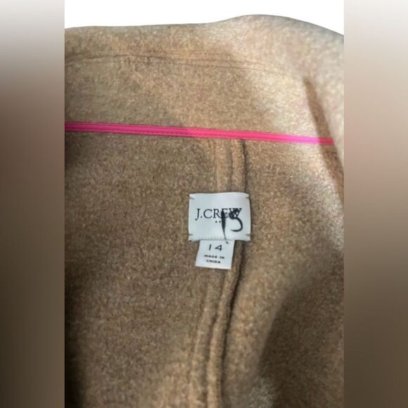 J .Crew Italian Boiled Wool Camel Topcoat Women’s Size 14 Beige Coat - Picture 4 of 5